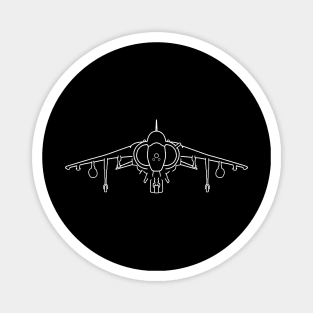 Hawker Harrier jump jet fighter aircraft outline graphic (white) Magnet